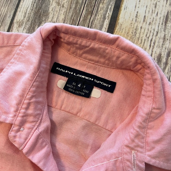 Ralph Lauren Sport Top Women's Size 4 Pink Button Front Collar Long Sleeve - Picture 2 of 3
